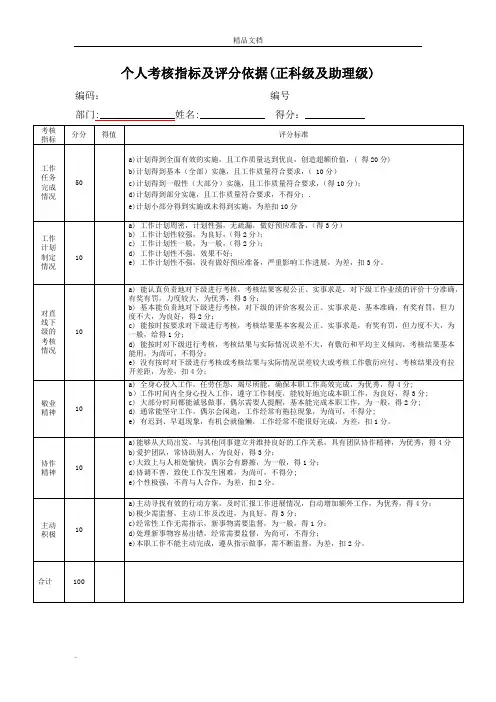 员工绩效考核、能力评价表