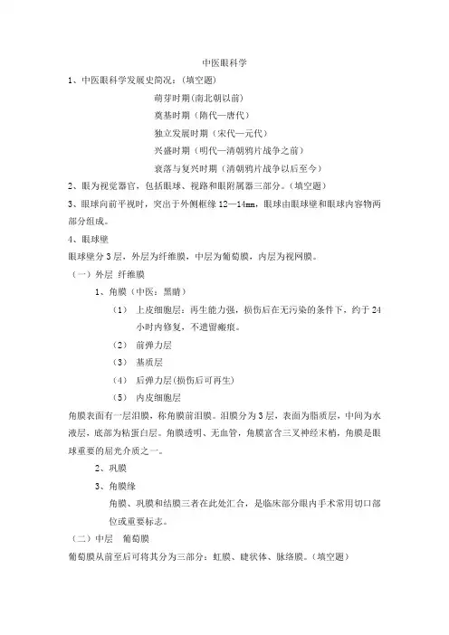 中医眼科学重点 2