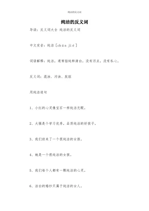 纯洁的反义词