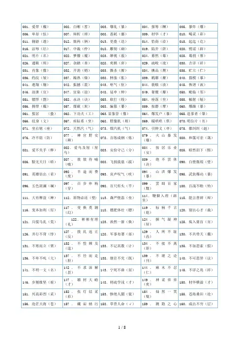 高考必考1000个成语精选