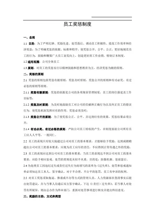 集团公司员工奖惩制度