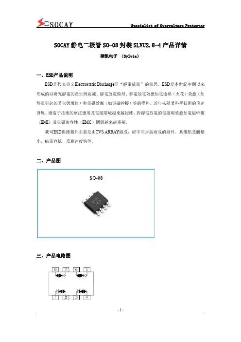 SOCAY静电二极管SO-08封装SLVU2.8-4产品详情