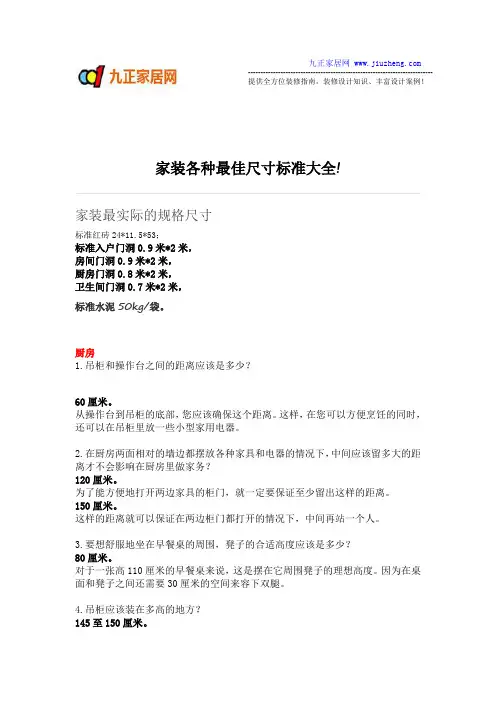 家装各种最佳尺寸标准大全!