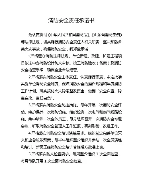 消防安全责任承诺书 2