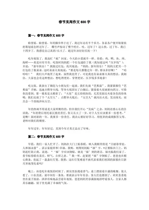 春节见闻作文600字