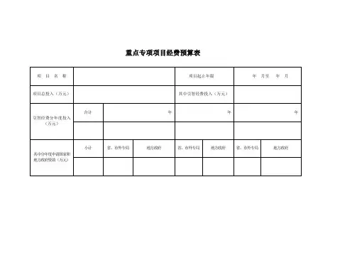 重点专项项目经费预算表