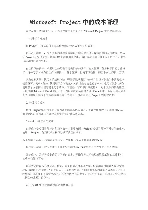Microsoft Project中的成本管理