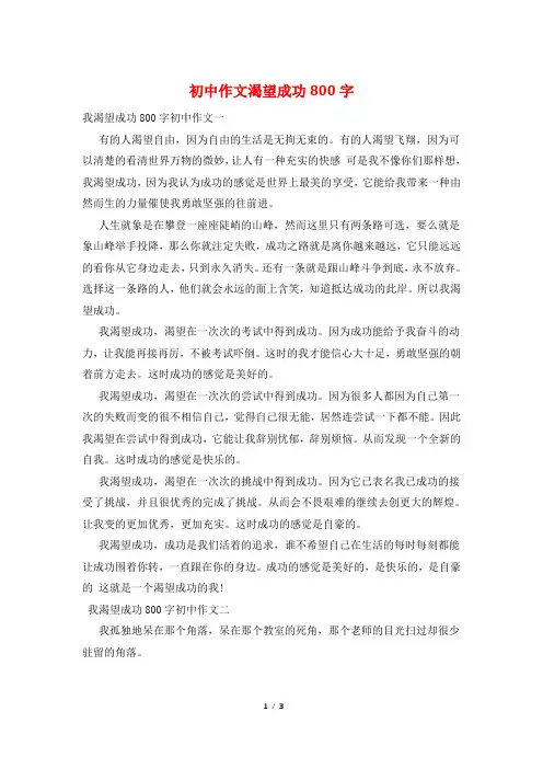 初中作文渴望成功800字