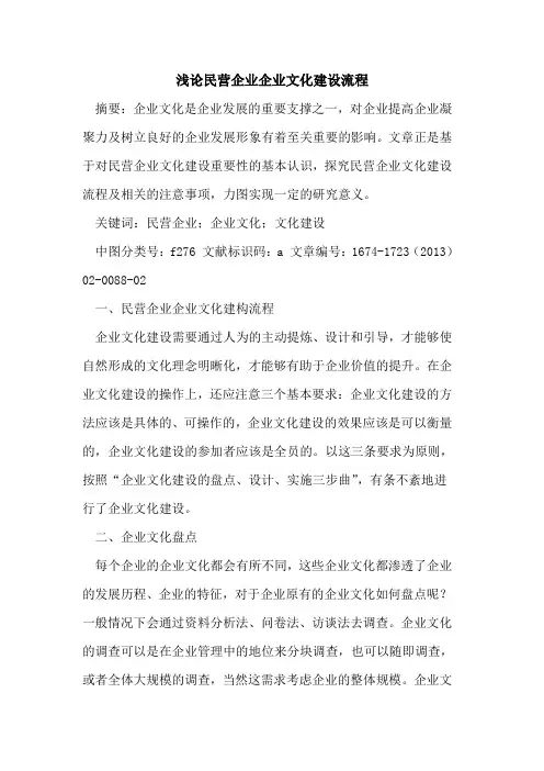 民营企业企业文化建设流程