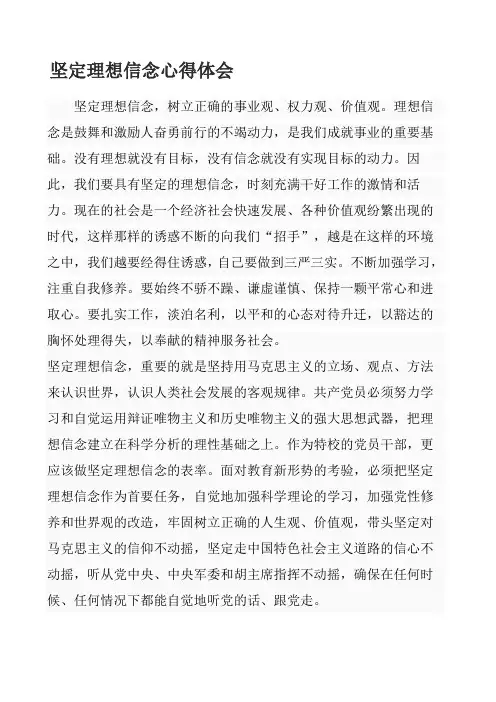 坚定理想信念心得体会 2