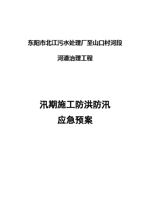河道治理工程施工防洪防汛应急预案