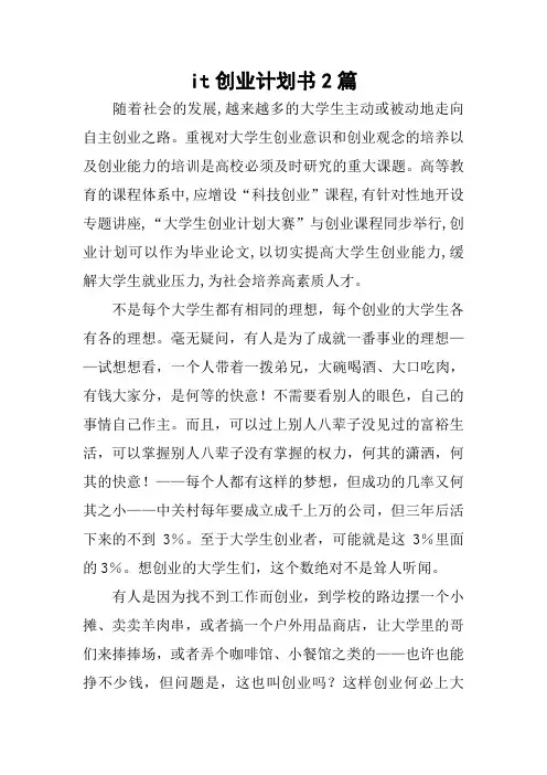 it创业计划书2篇