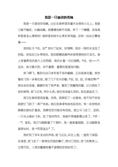 六年级作文：我是一只奋进的苍蝇作文600字