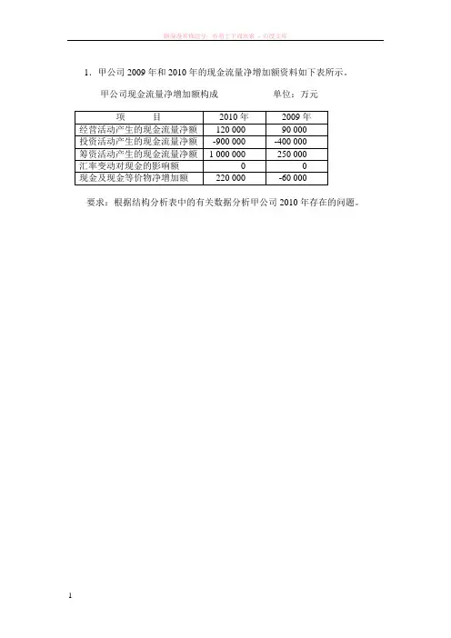 财务报表分析竞赛题 (1)