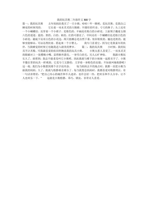 我的玩具熊二年级作文300字