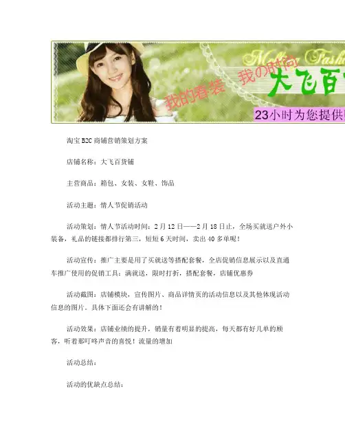 淘宝B2C商铺营销策划方案
