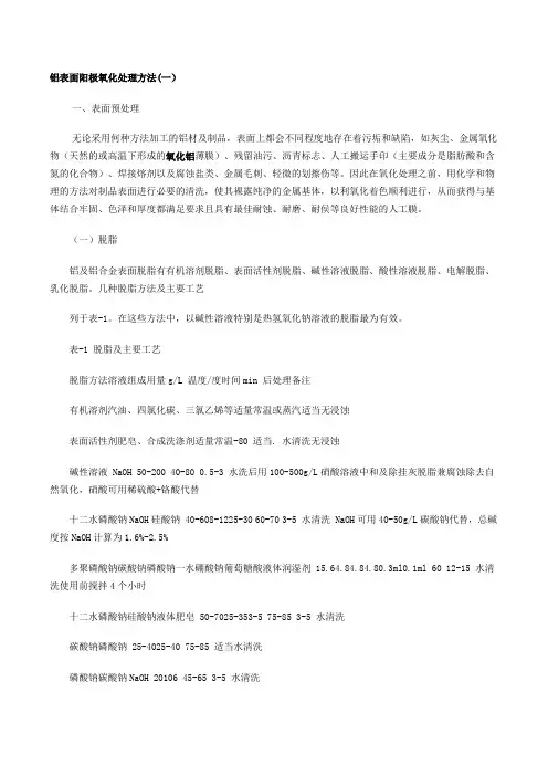 铝表面阳极氧化处理方法