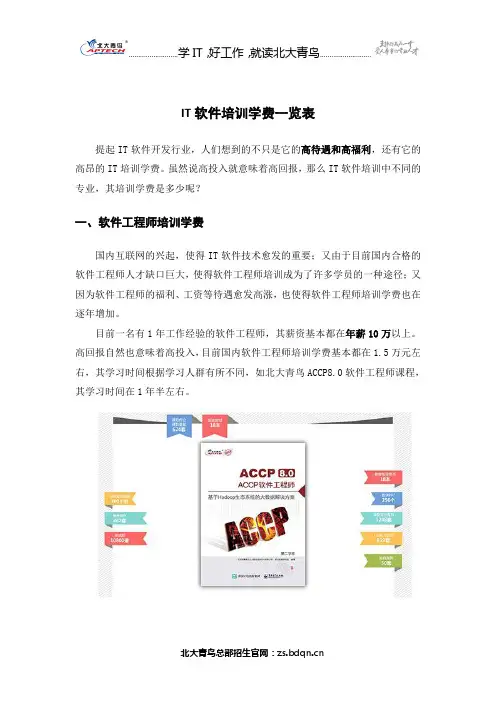 IT软件培训学费一览表