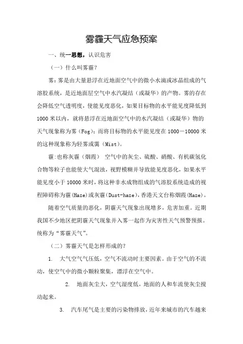 雾霾天气应急预案 2