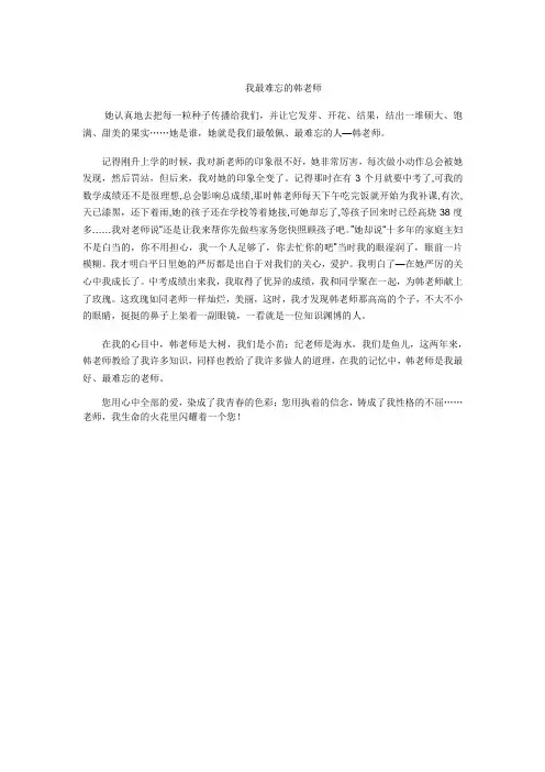我最难忘的老师 2