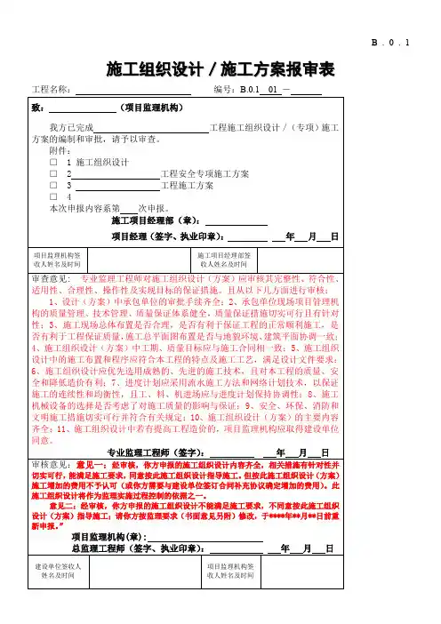 B.0.1  施工组织设计、施工方案报审表