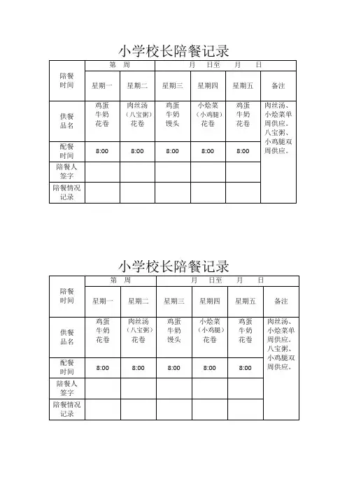 小学校长陪餐记录