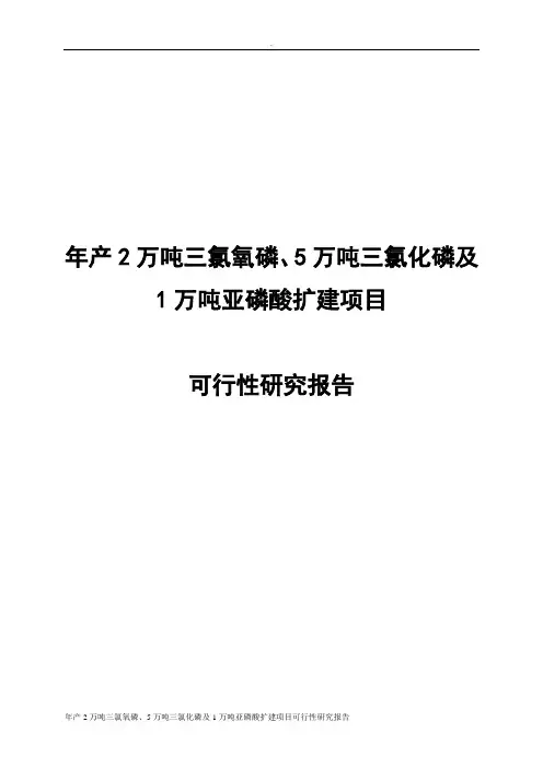 年产2万吨三氯氧磷、5万吨三氯化磷及1万吨亚磷酸扩建项目可行性研究报告