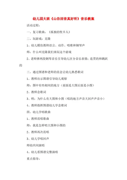 幼儿园大班《山谷回音真好听》音乐教案