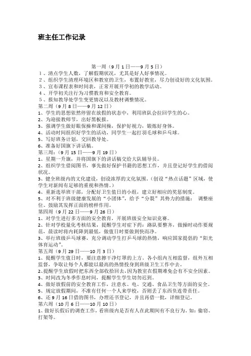 班主任工作记录