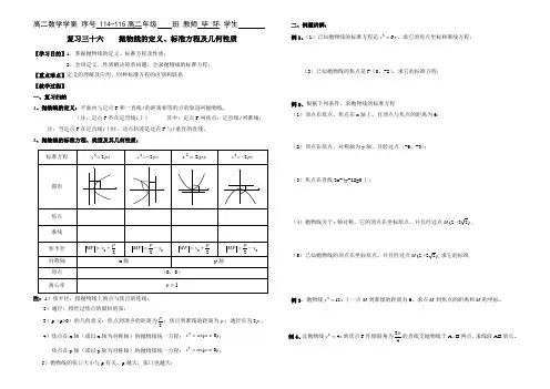 抛物线的定义、标准方程及几何性质