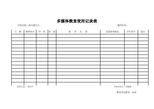多媒体教室使用情况登记表