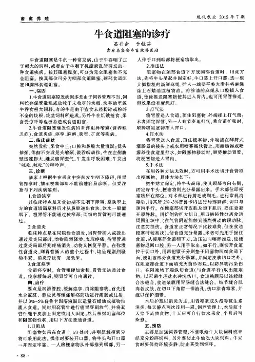 牛食道阻塞的诊疗