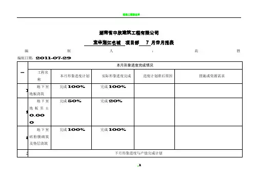 工程项目月报表模板