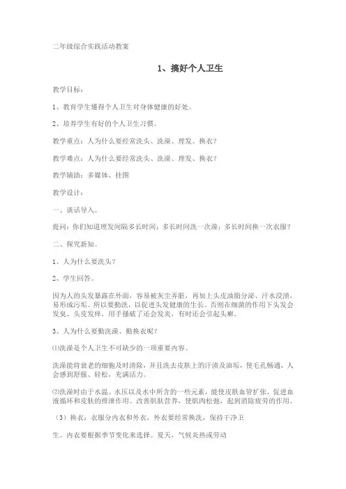 二年级综合实践活动教案