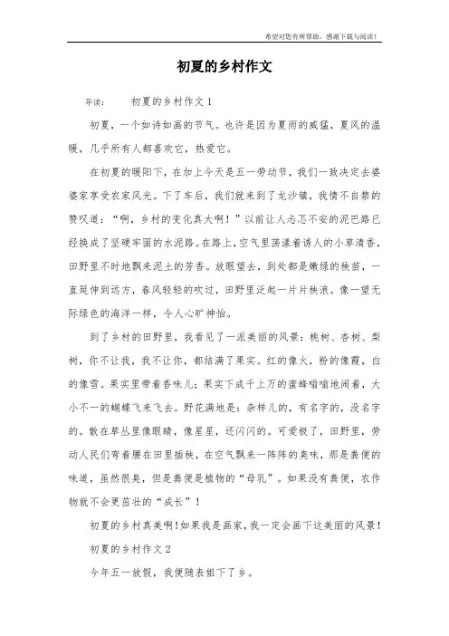 初夏的乡村作文