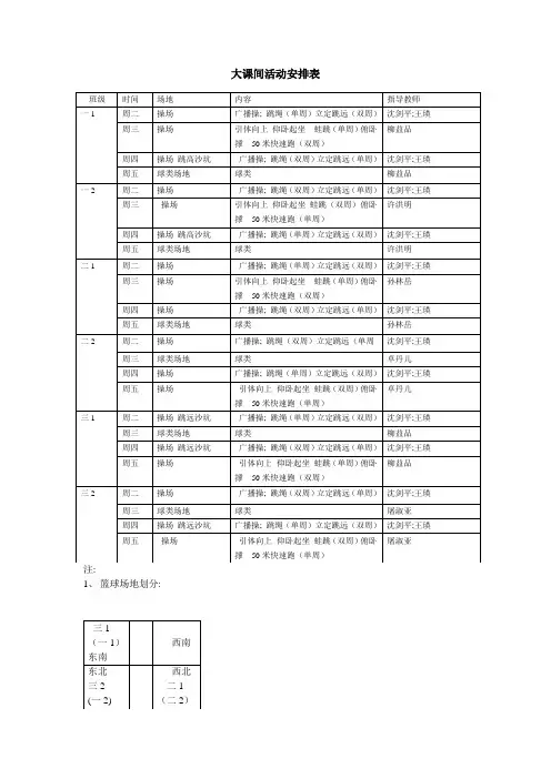 大课间活动安排表(调整).