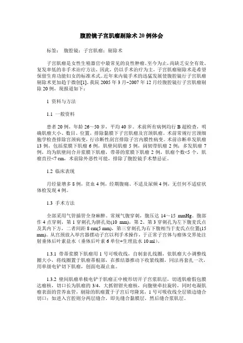 腹腔镜子宫肌瘤剔除术20例体会
