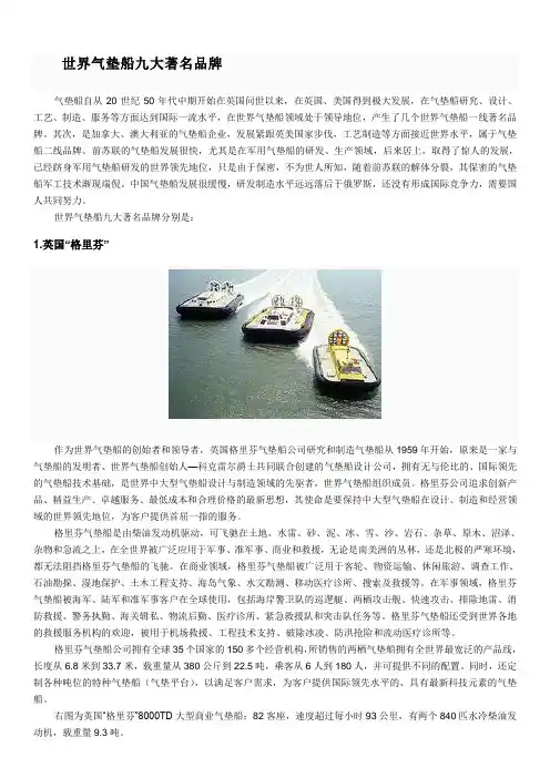 世界气垫船九大著名品牌