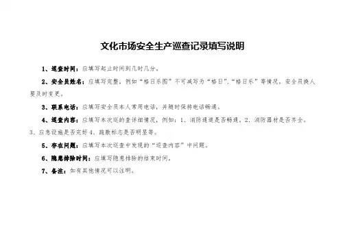 文化市场安全生产巡查记录填写说明