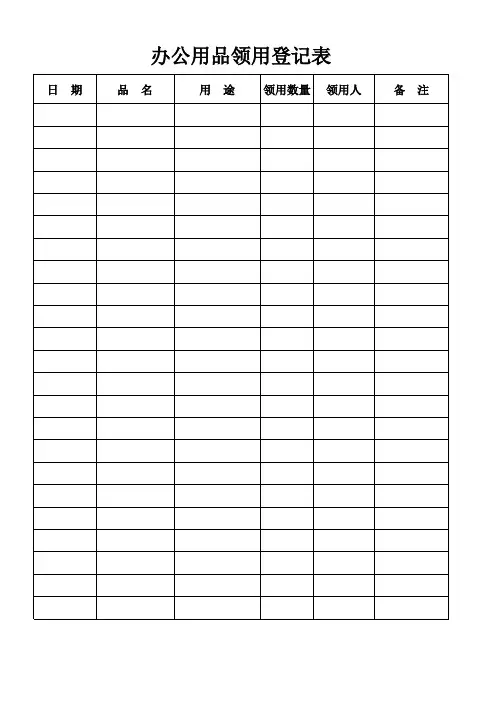 办公用品入库登记表