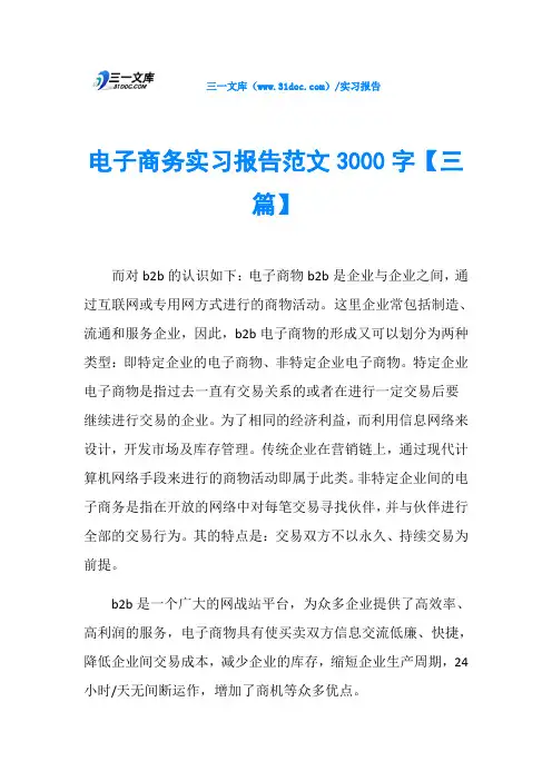 电子商务实习报告范文3000字【三篇】
