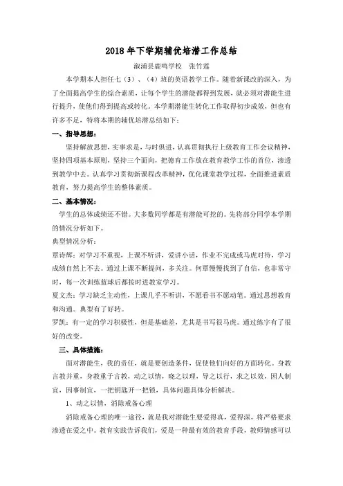 潜能生转化工作总结