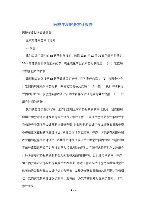 医院年度财务审计报告 2