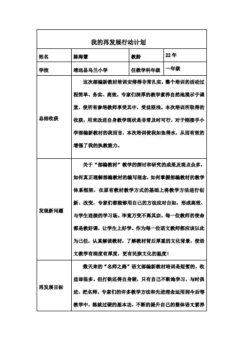 我的再发展行动计划