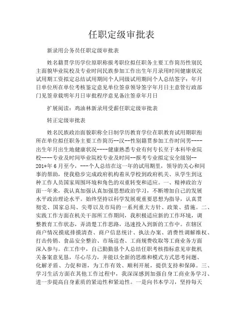 任职定级审批表