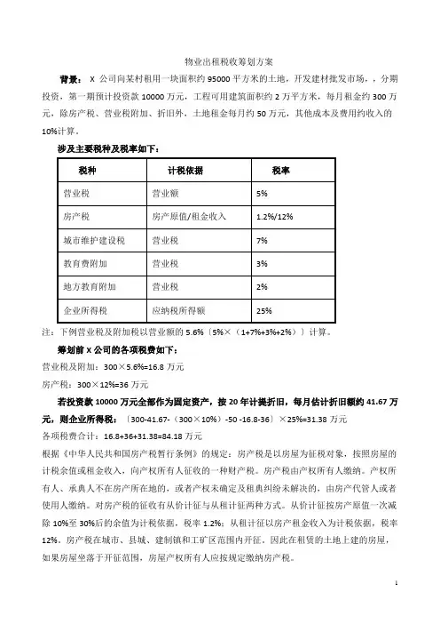物业出租税收筹划方案
