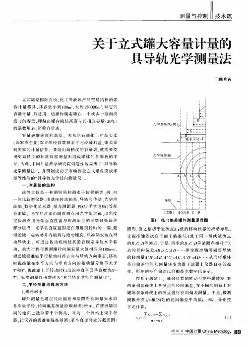 关于立式罐大容量计量的具导轨光学测量法