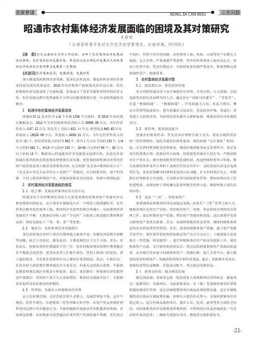 昭通市农村集体经济发展面临的困境及其对策研究
