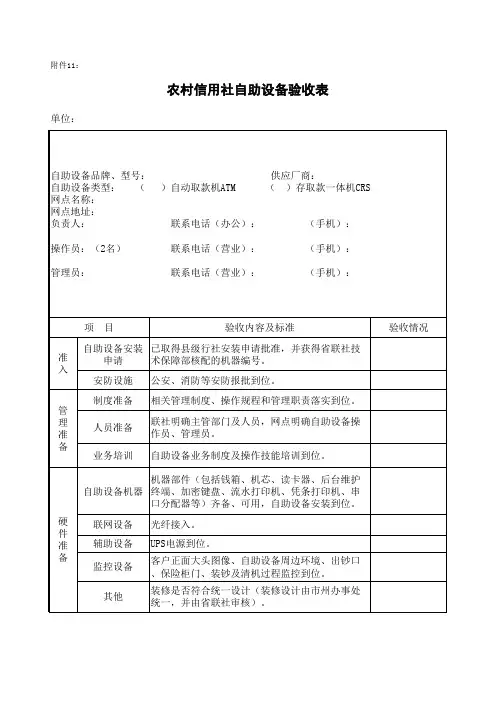农村信用社自助设备管理办法