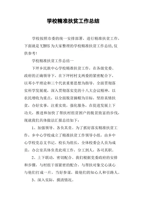 学校精准扶贫工作总结